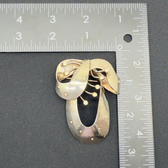 Vtg Sterling Silver Castlecliff Statement Bow Ribbon Brooch Pin Rhinestone NOTE - Picture 9 of 12